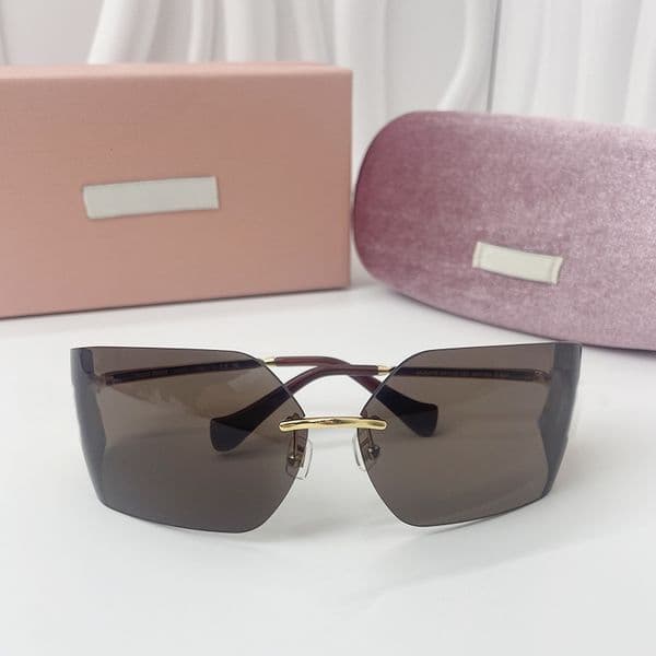 2026Fashion designer Sunglasses For Women Wrap Logo Luxury MU Rimless Frame senior Eyewear woman eyeglasses Vintage Metal Sun Glasses
