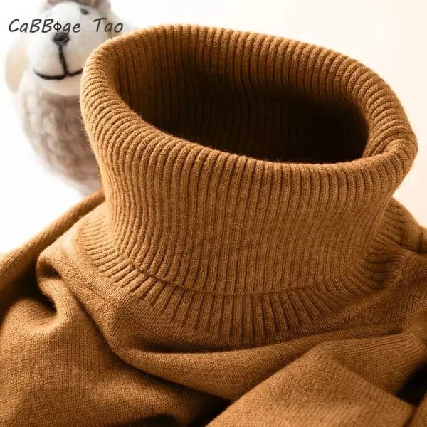 Mens Turtleneck Sweater Slim Fit Knitted Casual Pullover Lightweight Ribbed Long Sleeve Sweaters Autumn Solid Color Streetwear 251202