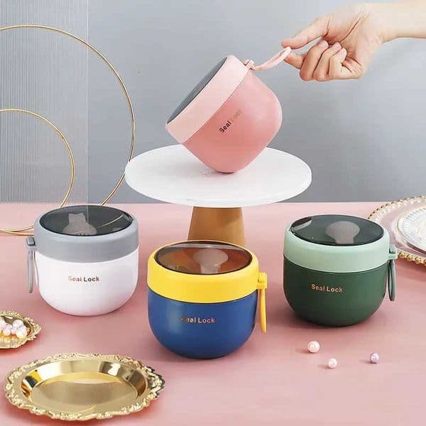 600ML 304 Stainless Steel Soup Noodle Bowls with Lid Microwave Safe Lunch Box Students Office School Reusable Food ContainerXJ251205