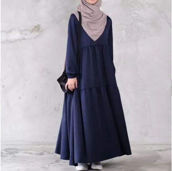 (1039) New Style Solid Color Temperament Casual Simple Loose Dress
