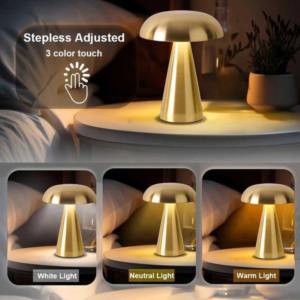 Mushroom Shaped Table Lamp Rechargeable LED Night Light 3 Color Touch Atmosphere Desk Lamp Decorative Light for Bedroom Office Z251205