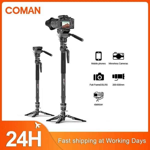 COMAN M1 Pro V5 Carbon Fiber Travel Monopod Quick Release Plate DSLR Camera Stand Lightweight One Click Lifting Tripod Holder M251205