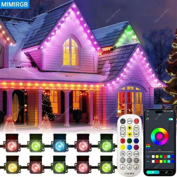 Smart Permanent Outdoor Lights For House Smart RGBIC Eave Lights with Remote APP Control IP67 Waterproof Smart LED Eaves Lights X251205