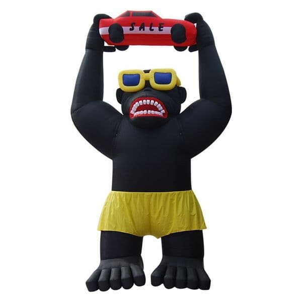 Promotional Customized Outdoor Giant Activity black Inflatable Kingkong Gorilla chimpanzee animal model with holding car For advertising