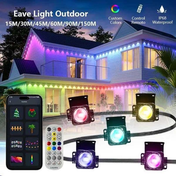 Smart RGBIC Eaves Lights Permanent Outdoor Lights Outdoor Christmas LED Light Strings with APP Remote Control IP67 Waterproof X251205
