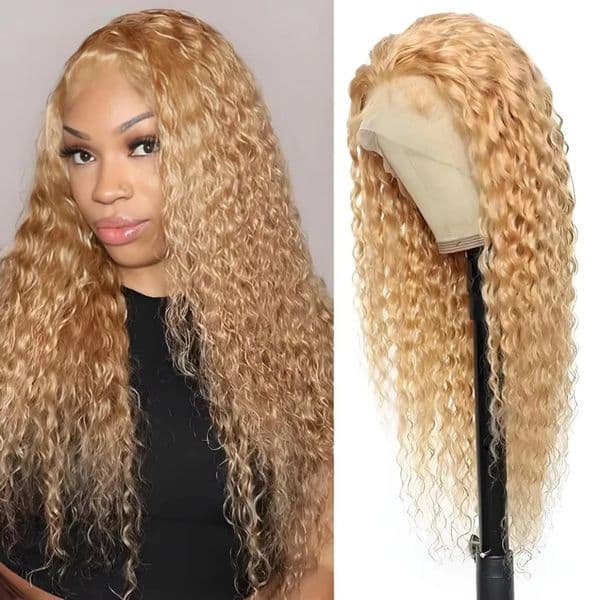 13X4 Honey Blonde Human Hair Wig 180 Density Deep Wave 360 Full Hd Glueless Lace Front Human Hair Wig 40 Inch Curly Colored Wigs To Wear