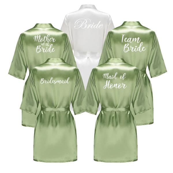 Satin Silk Robes Plus Size Wedding Bathrobe Bride Bridesmaid Mother Maid of Honor Gown Women Clothing Sleepwear Sage Green 251202
