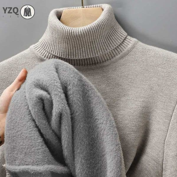 Mens Slim Fit Long Sleeve Turtleneck Sweater Anti-Pilling High Quality Knitted Solid Color Pullover Trendy Mens Fashion Top W251205