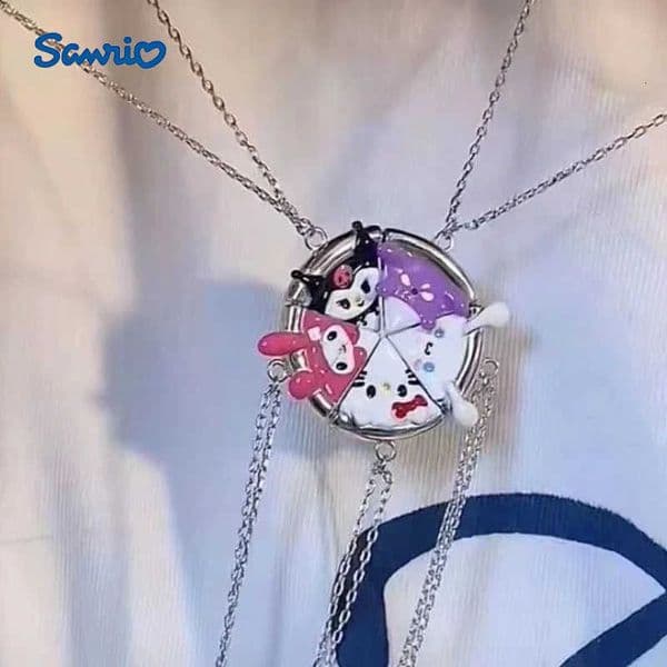 Sanrio Hello Kitty Necklace Series Magnetic Necklace Female Cartoon Kulomi Cinnamon Dog Baku Pendant for Girlfriends Gifts H251205