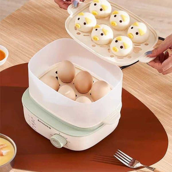 350W Electric Egg Boiler 16 Eggs Automatic Breakfast Machine Timing Egg Cooker Egg Custard Food Warmer Steaming Cooker 220V M251206