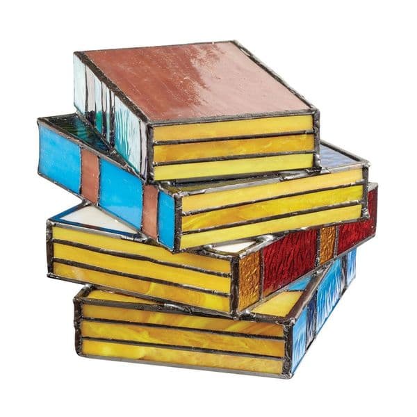 2026 New Stained Glass Lamp Night Table Reading Book Light Nightstand Desk Lamps Handicraft Stacked Books Free Shipping