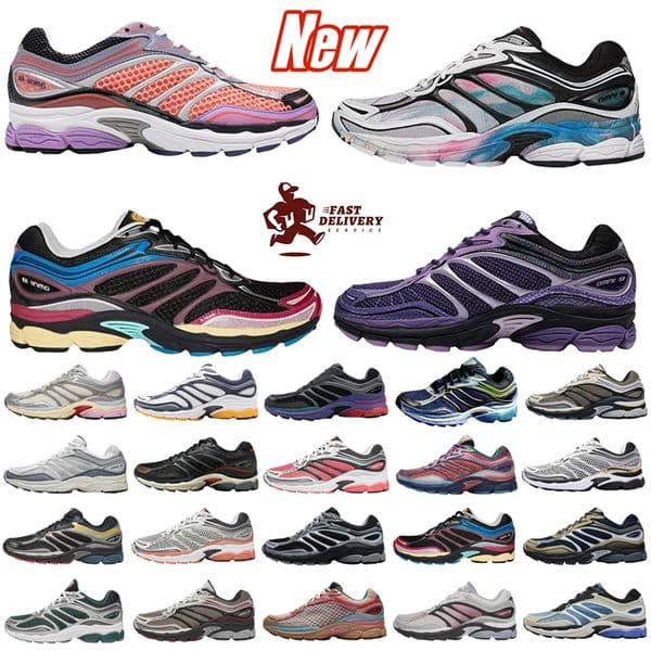 Progrid Omni 9 Designer Shoes Outdoor Running Shoes Shock Absorption Wear Resistant Thick Sole Grey White Navy Blue Sneakers 36-45