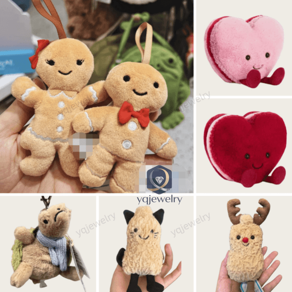 designer new jelly catt keychain Plush Cotton Gingerbread Man Pendant Cute Soft peanut Keychain Bag Pendant Plush Accessories Doll Car Pendant Valentines Day Gifts