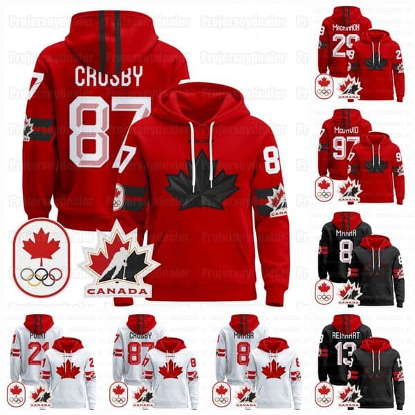 Men Women Youth 87 Sidney Crosby Canada 2026 Winter Olympices Hoodie Mcdavid Nathan Bedard Mackinnon Brayden Point Cale Makar Sam Reinhart