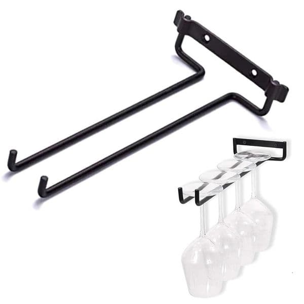 1PCS Wall Mounted Stemware Holder High-quality Black Iron Goblet Hanging Rack Wine Glass Bar Rack 251202