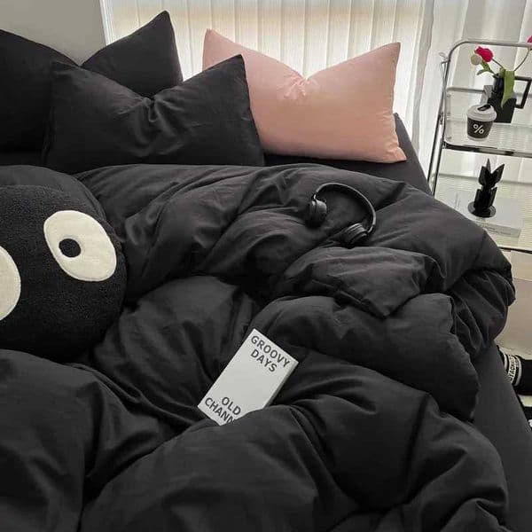 e Black Duvet Cover Microfiber Solid Color Bedding Set3pcs Cforter Cover He Bedro Decor Quilt Cover with 2 lowcase H251206