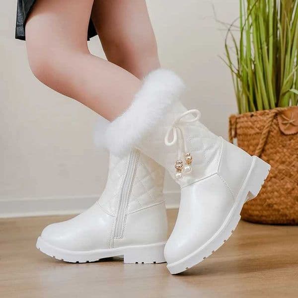 Brand Girl Boot Autumn New Fashion Princess Leather Boot with Velvet Middle Boots Kid Snow Boots Designer Women BotaBotines NiaT251206