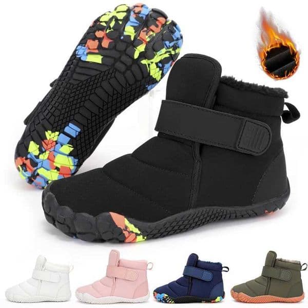 Kids Wide Barefoot Shoes High Top Street-Style Minimalist Sneakers Boys/Girls Natural Healthy Fit Waterproof Walking Snow Boots W251205