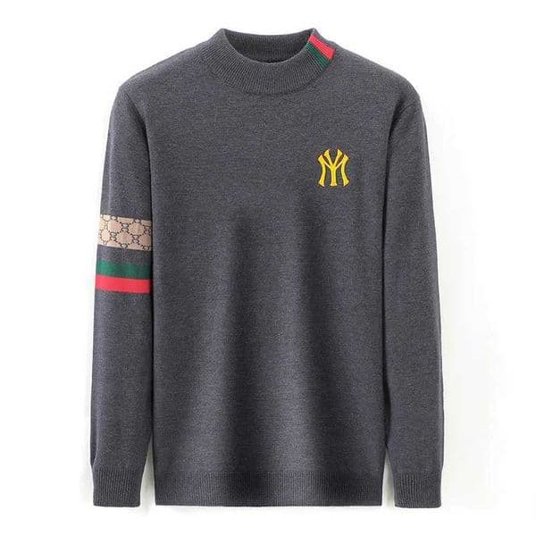 Quality Mens Knitted luxury Sweater O-Neck Exquisite Letter Embroid Half High Neck Pullover Autumn Versatile Casual Menswear M251208