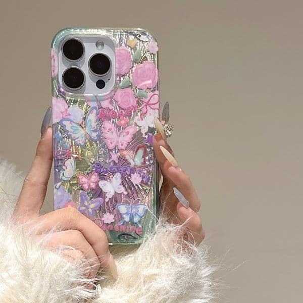 Laser Butterfly Phone Case For Iphone 17 16 15 14 13 Pro Max Double Layer 17Promax Hot Press Craft 16Promax Phone Case 15Promax Charm 15Pro Cover 14Pro 13Promax Shell