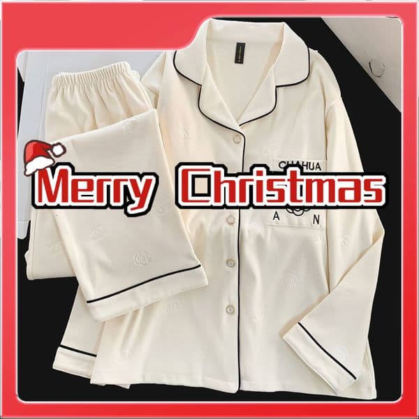 New autumn and winter chest pads with embossed thickened and warm Christmas gifts luxurious sleepwear women's home clothes two-piece set designer home clothes