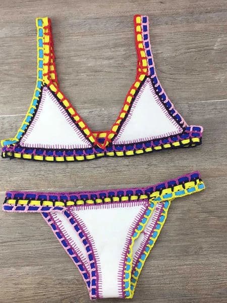 Crochet Swimwear for Female Knitted Swimsuits Neoprene Bikini Beachwear Boho Style Swimsuit Two Pieces Bathng Suits 251205