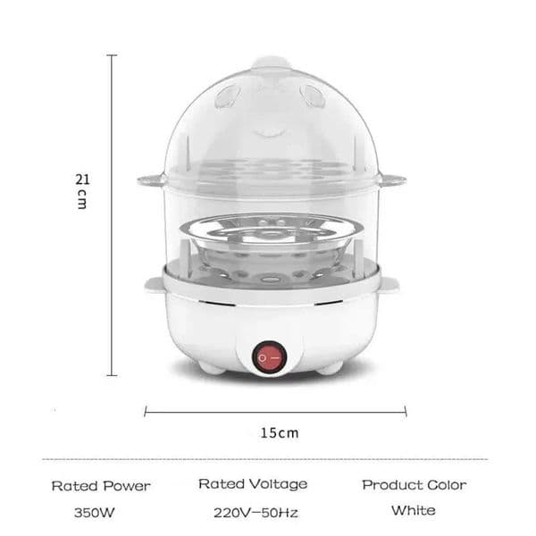 Multifunctional 220V Electric Egg Cooker with Double Layers Mini Steamer Poacher for Hard Boiled Eggs and Quick Breakfast M251206