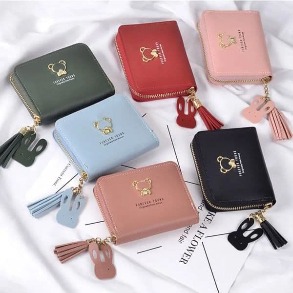 Short PU Leather Zipper Wallet Tassel Pendant Money Coin Purse Money Bag Panda Credit Card Holoder Women Girls 251204