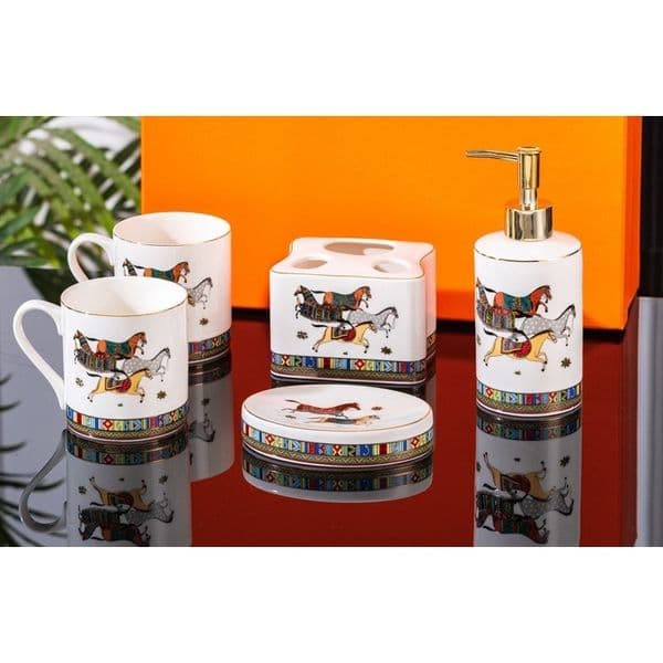European-style ceramic wash household five-piece set, bathroom mouthwash cup, toothbrush plug