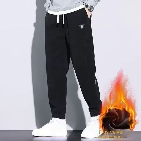 2025 autumn and winter style with velvet corduroy mens pants elastic waist sports fashionable straight 251201