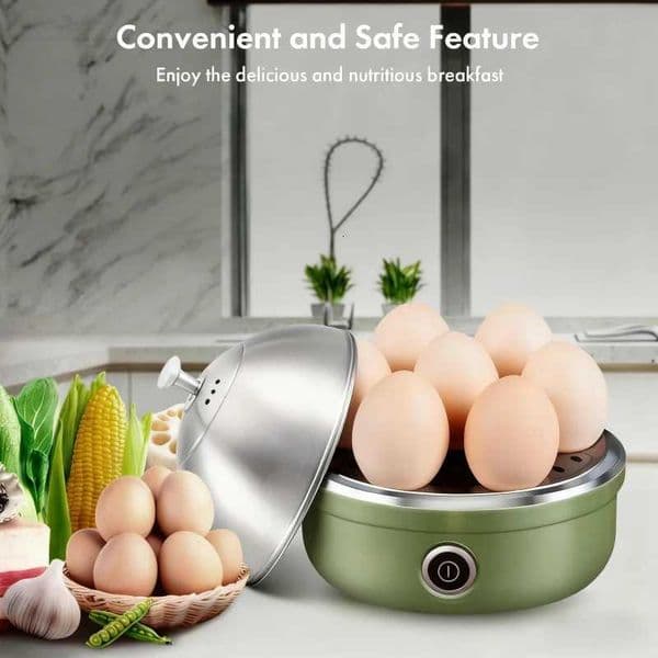 Electric Egg Cooker Household Rapid Egg Boiler Steamed Eggs Vegetables and Dumplings Stainless Steel Tray with 7-Egg Capacity M251206