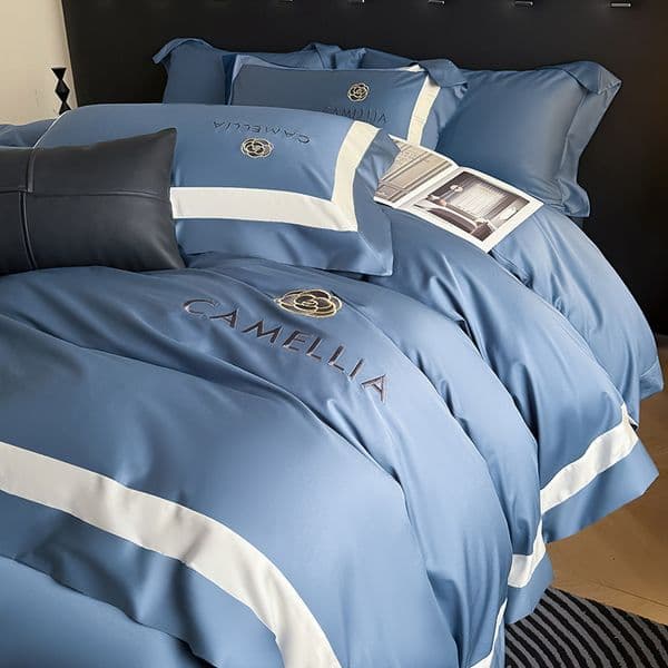 Solid Color Four-Piece Set All-Cotton Light Luxury High-End Feel e Cotton Duvet Cover Bed Sheet Villa Model Room Master Bedroom Bedding Y260525