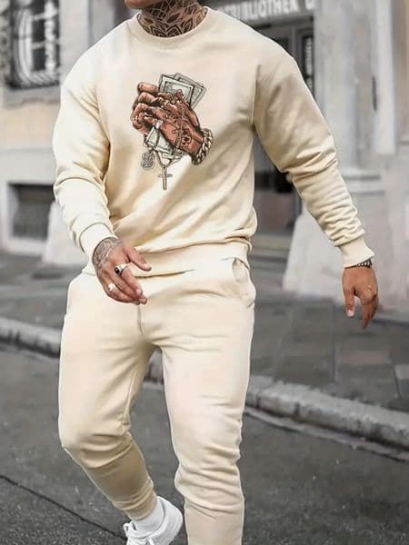 Mens Autumn Winter Sweater Set With Plush Fashion Casual Mens Loose Breathable Pullovers Hoody 251203
