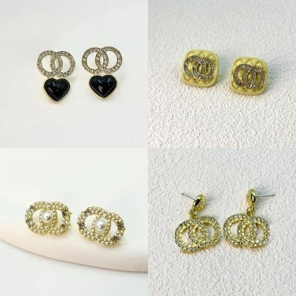 19Styles Classic Earring Ear Stud Men Women Simple Designer Geometry Crystal Rhinestone Pearl Earrings Bride Wedding Party Jewerlry Christmas Gifts Wholesale