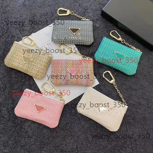Designer Keychain wallet Brand Key Bag purse charm Light Luxury Weaving Texture Zero Wallet Zipper Card Bag Storage Universal keychain pradas pra pradaa wallet