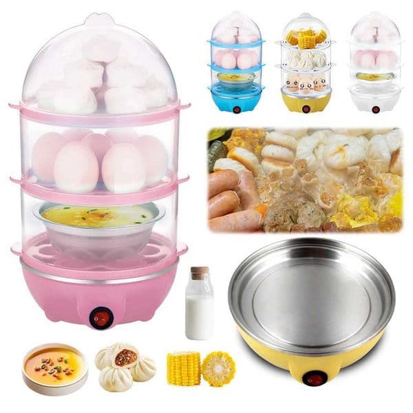 220V Automatic Corn Steamer Rapid Heating Mini Kitchen Poacher 3-Layer Portable Milk Steamer for Cooking Breakfast Machine M251206