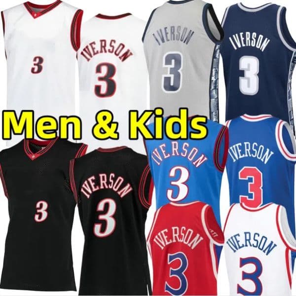 Allen Iverson Retro Basketball Jerseys Stitched Men Youth Kids Jersey Classics Georgetown Hoyas College University vintage adult children