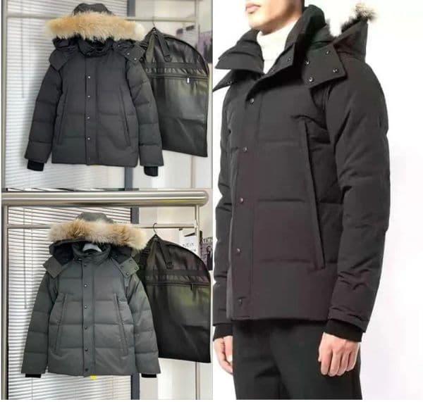 Designer High Quality Mens Parka Down Jacket Coat Fourrure Down Fur Wyndham Parka Overcoat Clothing Fashion Style Winter Outerwear Eu XS-2XL