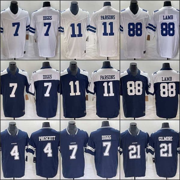 Custom embroidered rugby jersey 4# PRESCOTT 7#DIGGS 11#PARSONS 88# LAMB