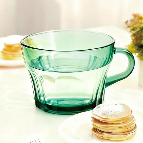 HeY LiLac 400ml Heat-Resistant Borosilicate Glass Mug Star-Shining Emerald Green Ribbed Lead-Free Glass Cup 251204