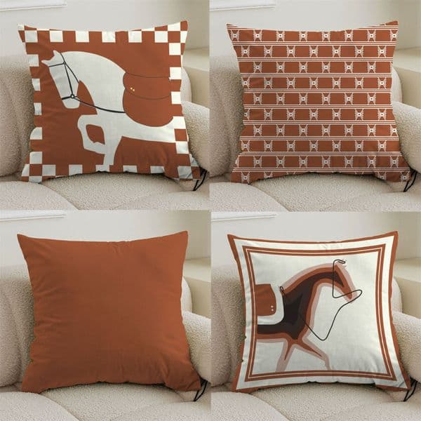 Modern Minimalist Geometric Light Luxury Pillowcase for Living Room Sofa Bedroom Cushion Backrest Nordic Coffee Color Office Pillow