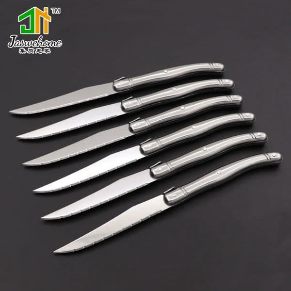 Jaswehome Set of 6 Stainless Steel Steak Knife Laguiole Dinnerware Cutlery Tablewares Western Dinner Flatwares Table Knife 251202BJ