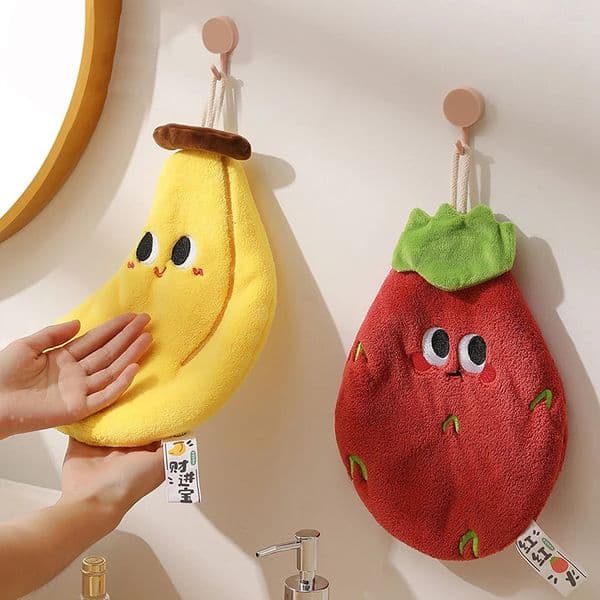 Cartoon Hand Towel Cute Fruit Kitchen Towels Absorbent Hanging Towel Kitchen Cleaning Cloth Quickly Dry Hand Towel For Bathroom 251202BJ