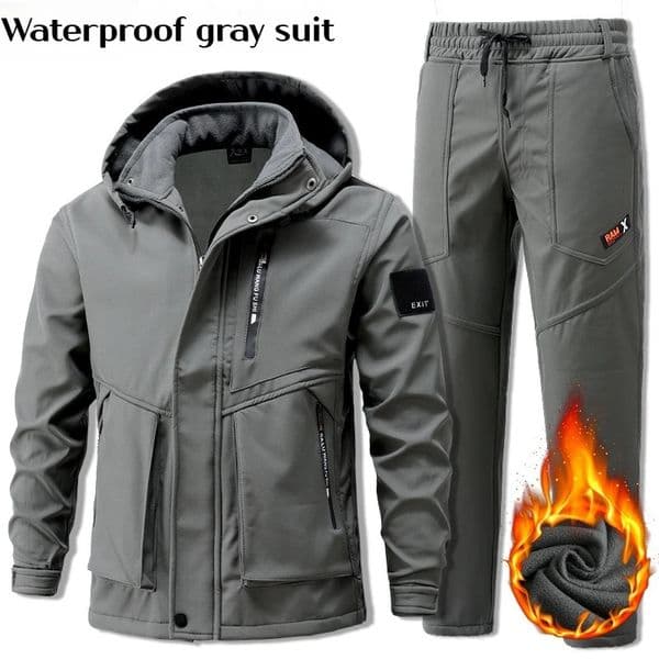 Winter Thermal Fleece Ski Jacket Pants Set Men Women Waterproof Windproof Outdoor Climbing Work Suit Mens Sweats Set 251205