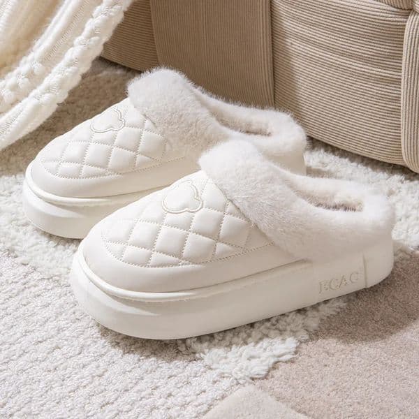 Gacimy Warm Fluffy Slippers For Women Winter 2024 Waterproof Fur Fuzzy Outdoor Platform Slide Plush Women House Cotton Shoes251203