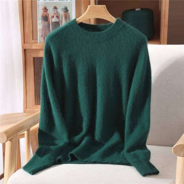 2025 New Autumn Winter Women Sweater O-Neck Pullover Basic Casual Soft Warm Bottom Clothing 100% Mink Cashmere Top