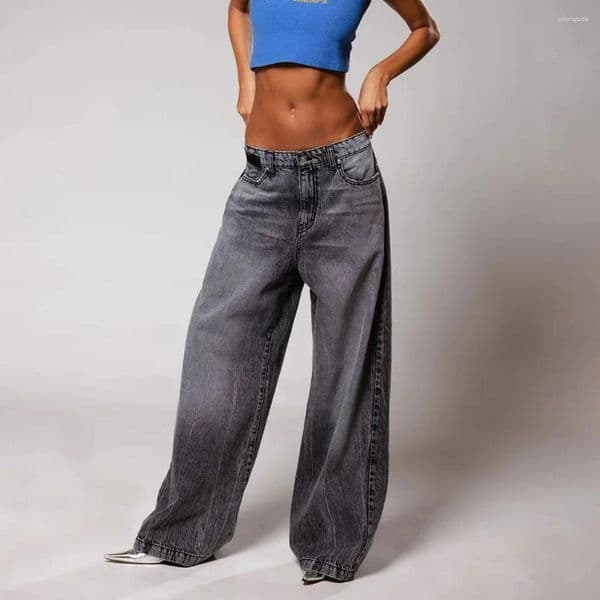 Womens Jeans Gradient Color Bell Bottom Loose Straight American Casual High Strt Autumn Pants Waist Denim Z260513