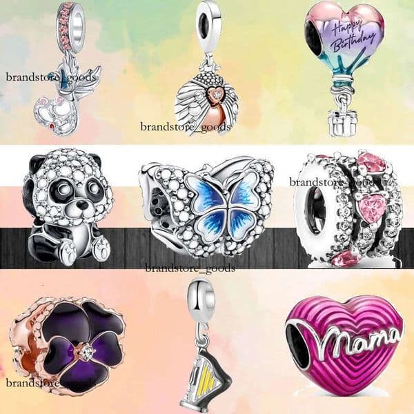 New Popular 925 Sterling European Blue Butterfly Insect Harp Happy Birthday Balloon Beads For Original Charm Silver Bracelet Women Jewelry 769