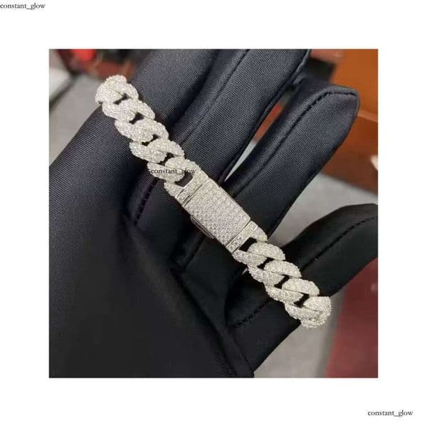 Hip-Hop Street Rap 10mm 12mm Men's Ice Sand Stone VVS GRA Moissanite Necklace Bracelet Miami Cuban Chain Style