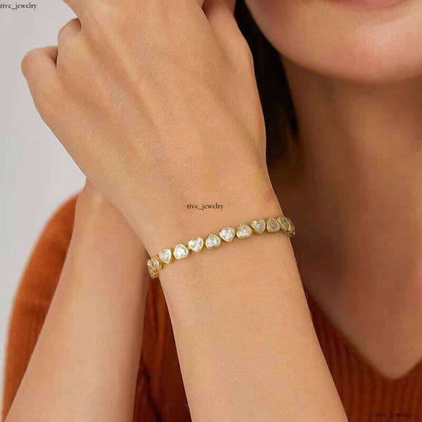 ICEBELA Wholesale New Design Product Heart-Shaped Cut VVS Moissanite Inlaid Frame Tennis 925 Sterling Silver Women's Bracelet